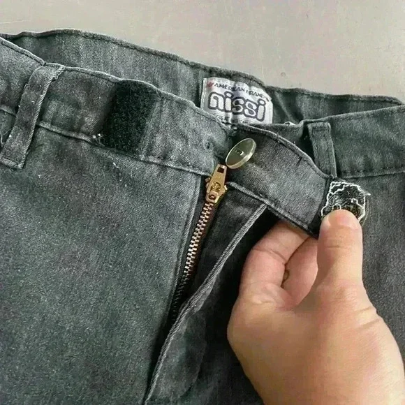 Vintage American Brand Nissi Juniors Gray Pocket Wide Leg Denim Jeans Size 11 - Picture 3 of 12